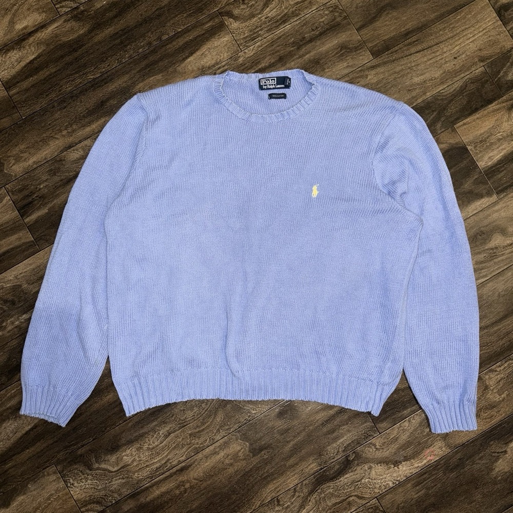Polo Ralph Lauren Men's XXL Pullover Knit Crewneck Sweater Long Sleeve Blue 2XL